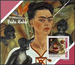 Souvenir Sheet, Frida Kahlo (1907-1954), Liberia,  , Anniversaries and Jubilees, Painters