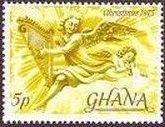 Stamp, Angel with Harp, Ghana,  , Christmas