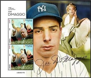 Souvenir Sheet, Joe DiMaggio (1914-1999), Liberia,  , Anniversaries and Jubilees, Baseball