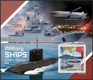 Souvenir Sheet, Military Ships in Russo Ukrainian War, Liberia,  , Navies, Warships