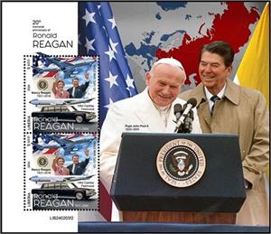 Souvenir Sheet, Ronald Reagan (1911-2004), Liberia,  , Anniversaries and Jubilees, Politicians