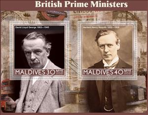 Mini Sheet, British Prime Ministers, Maldives,  , Famous People, Heads of State, Politicians, Prime Ministers