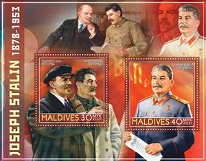 Mini Sheet, Joseph Stalin, Maldives,  , Dictators, Famous People, Heads of State, Revolutionaries