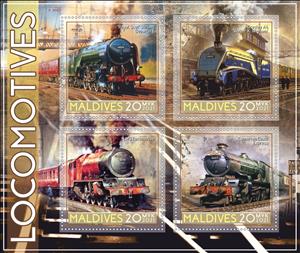 Mini Sheet, Locomotives, Maldives,  , Locomotives, Railways