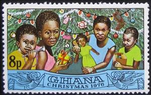 Stamp, Children,Gifts,Tree, Ghana,  , Christmas