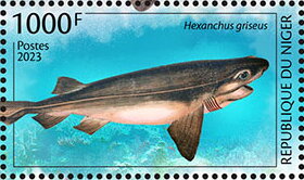 Stamp, Hexanchus griseus, Niger,  , Animals (Fauna), Sea (Marine) Mammals, Sea Life, Sharks