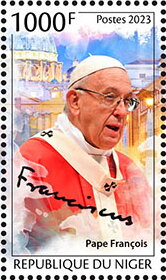 Stamp, Pope Francis, Niger,  , Clergy, Famous People, Heads of State, Popes, Religion