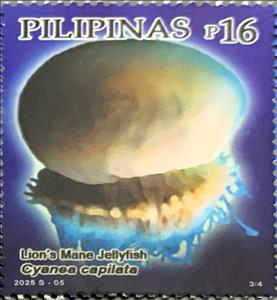 Stamp, Lion's mane jellyfish (Cyanea capillata), Philippines,  , Animals (Fauna), Jellyfish, Sea Life