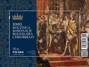 Souvenir Sheet, Coronation of King Bolesław the Brave, 1000 Years, Poland,  , Art, Kings