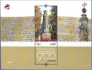 Souvenir Sheet, Charter of Ponte de Lima, 900 Years, Portugal,  , Statues