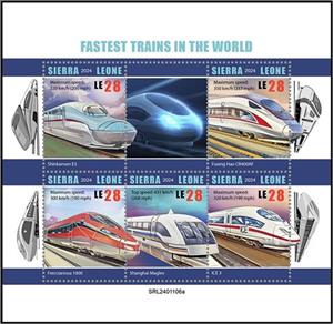 Mini Sheet, Fastest Trains in the World, Sierra Leone,  , Railways