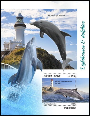 Peggys Point Lighthouse - Canada and Tursiops truncatus