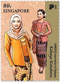 Stamp, Kebaya Kotabaru, Singapore,  , Suits and Costumes, UNESCO