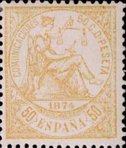 Stamp, Allegory of Justice, Spain,  , Scales (balance), Swords, Women
