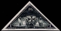 Stamp, Discovery of America, Spain,  , Discoveries, Expeditions, Sailing Ships, Ships, Triangle Stamps