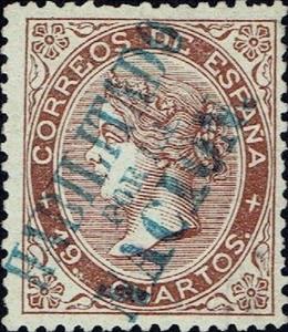 Stamp, Queen Isabel II, Spain,  , Crowns and Coronets, Famous People, Heads of State, Queens, Royalty, Women