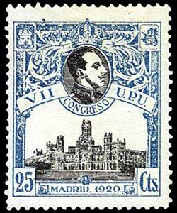 Stamp, VIIth Universal Postal Union Congress, Spain,  , Buildings, Conferences, Famous People, Heads of State, Kings, Post Offices, Royalty, U.P.U.