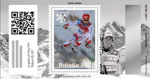 Stamp, Carlo Janka, Switzerland,  , Athletes, Cryptostamps, Winter Sports
