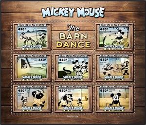 Mini Sheet, The Barn Dance (1929), Togo,  , Cartoons, Disney, Movies