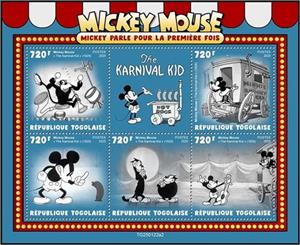 Mini Sheet, The Carnival Kid (1929), Togo,  , Cartoons, Disney, Movies