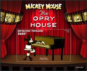 Souvenir Sheet, The Opry House (1929), Togo,  , Cartoons, Disney, Movies