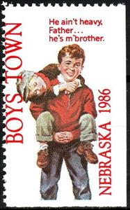 Stamp, Boys Town Nebraska 1986 "He aint heavy..., United States of America,  , Charity, Children