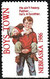 Stamp, Boys Town Nebraska 1986 "He aint heavy..., United States of America,  , Charity, Children