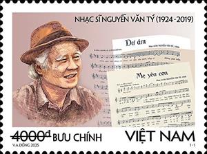Stamp, Nguyễn Văn Tý (1924-2019), Composer, Vietnam,  , Anniversaries and Jubilees, Composers, Famous People, Headgear, Men
