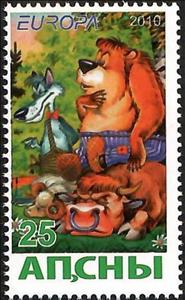 Stamp, EUROPA 2010 -The Fox and Kotofey Ivanovich Russian Folk Tale, Abkhazia,  , C.E.P.T. / Europe, Cartoons, Comics, Fairy Tales, Folklore