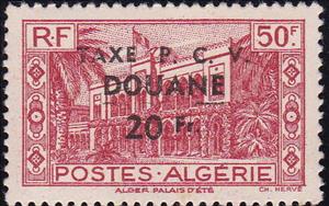 Stamp, Summer Palace, Algiers overprinted and surcharged, Algeria,  , Buildings, Flags, Palaces, Palm-trees, Trees