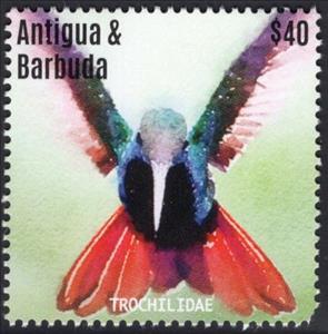 Stamp, Green-throated Mango, Antigua and Barbuda,  , Birds, Hummingbirds