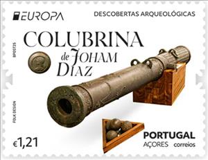 Stamp, Culverin of Joham Diaz, Azores,  , Archaeology, Artillery, C.E.P.T. / Europe