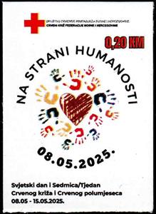 Stamp, Red Cross Week 2025, Bosnia and Herzegovina,  , Hearts, Red Cross and Red Crescent
