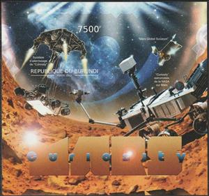 Souvenir Sheet, Space Exploration - Mars Curiosity, Burundi,  , Outer Space, Space Traveling, Космический корабли