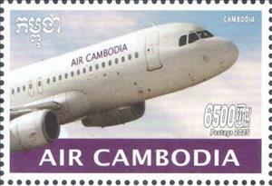 Stamp, Air Cambodia Airbus A321, Cambodia,  , Aircraft, Airlines
