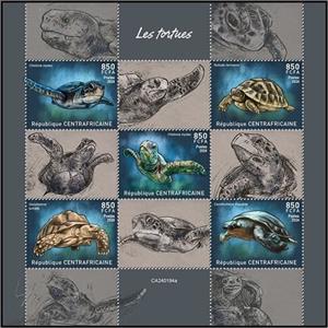 Mini Sheet, Turtles, Central African Republic,  , Animals (Fauna), Reptiles, Turtles