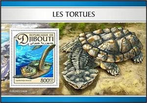 Souvenir Sheet, Olive Ridley Sea Turtle (Lepidochelys olivacea), Djibouti,  , Animals (Fauna), Reptiles, Turtles