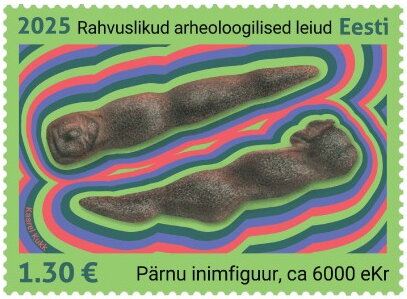 Stamp, Pärnu Mesolithin Human Figurine, Estonia,  , Archaeology