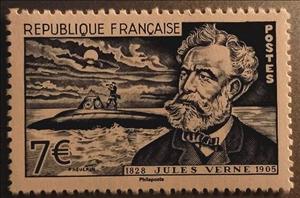 Stamp, Jules Verne (1828-1905), Nautilus, France,  , Authors, Famous People, Literary People (Poets and Writers), Literature, Submarines