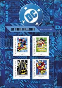 Souvenir Sheet, DC 4 Legendary Super Heroes, France,  , Cartoons