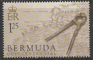 Stamp, Map of Bermuda and Divider, Bermuda,  , Maps