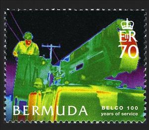 Stamp, Worker in cherry picker, Bermuda,  , Electricity