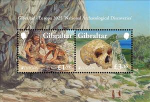 Souvenir Sheet, Europa (C.E.P.T.) 2025 - Archaeological Discoveries, Gibraltar,  , Archaeology, C.E.P.T. / Europe, Prehistory