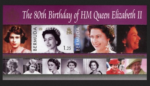 Souvenir Sheet, Souvenir Sheet of 2, Bermuda,  , Royalty