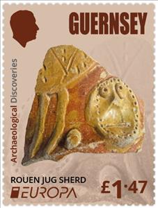 Stamp, Rouen Jug Shard, Guernsey,  , Archaeology, C.E.P.T. / Europe, Glass and Earthenware