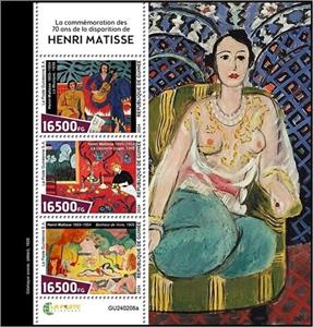 Mini Sheet, 70th Anniversary of the Death of Henri Matisse, Guinea,  , Anniversaries and Jubilees, Painters