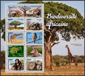Mini Sheet, African Biodiversity, Guinea,  , Animals (Fauna), Plants (Flora)