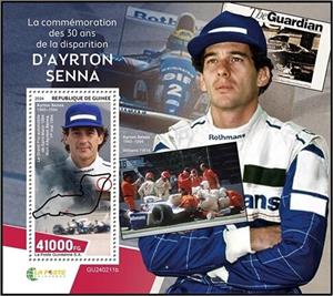Souvenir Sheet, Ayrton Senna (1960–1994), Guinea,  , Anniversaries and Jubilees, Racing Drivers