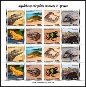 Full Pane, Endangered Amphibians and Reptiles of Africa, Guinea,  , Amphibians, Reptiles