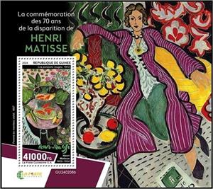 Souvenir Sheet, Henri Matisse (1869–1954), Guinea,  , Anniversaries and Jubilees, Painters